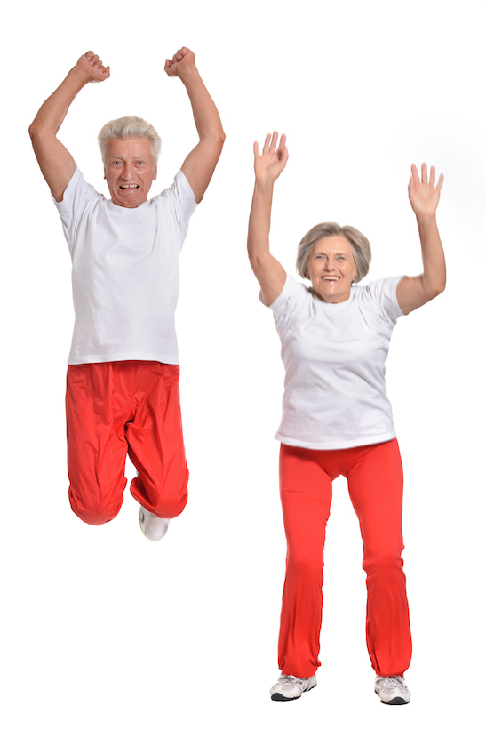 Elderly couple exercising